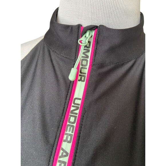 Under Armour Womens Summit Crop Top Size XL Black Full Zip High Neck Activewear - Picture 3 of 15